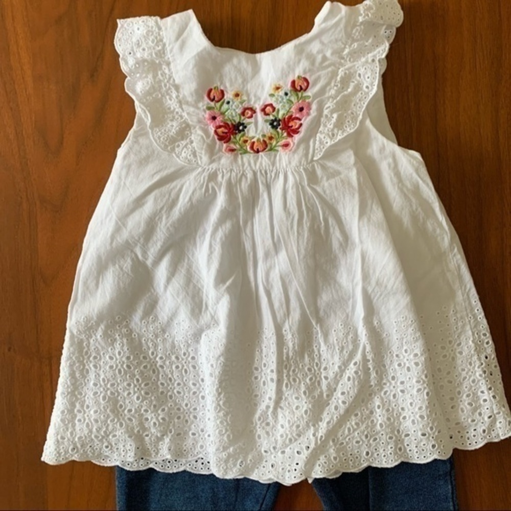NFS. Little Me 2pc eyelet floral embroidered set - Picture 3 of 8